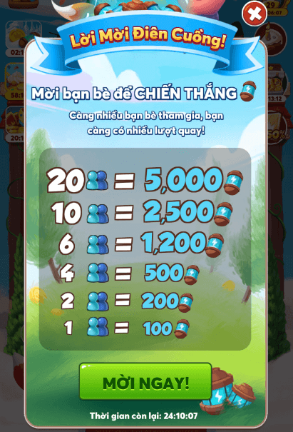 Sự Kiện Lời Mời Điên Cuồng Coin master