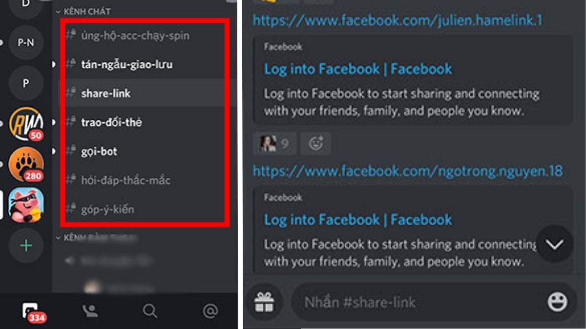 Kênh "Share-Link" sẽ là nơi mà các quản trị viên chia sẻ các liên kết Spin Coin
